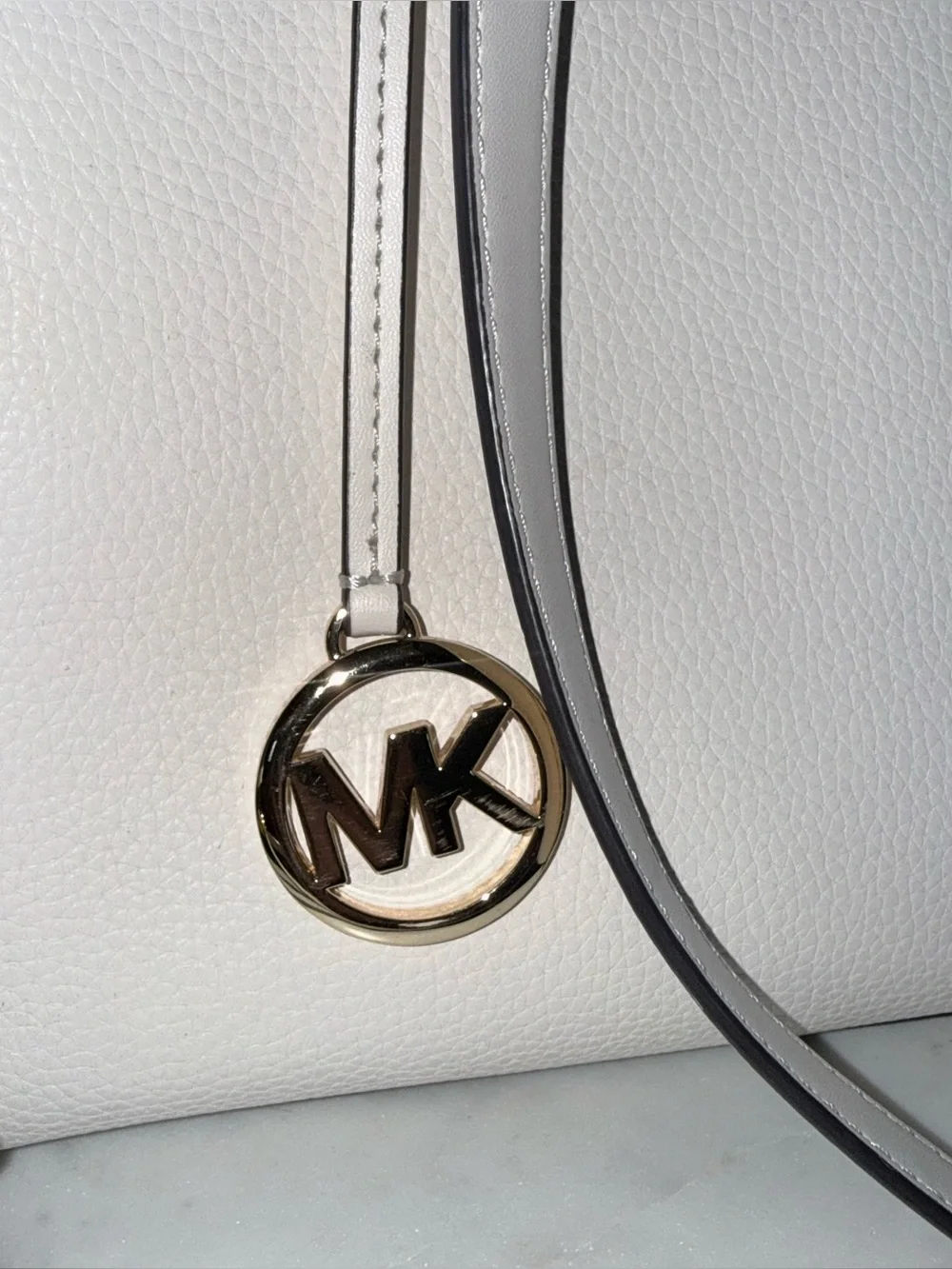 Michael Kors Ivory Pebbled Leather Shoulder and Crossbody Tote